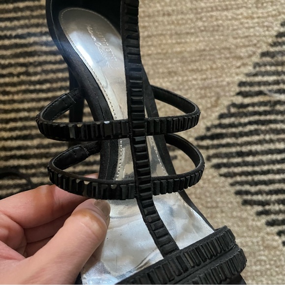 Gianni Binni Platinum Collection Black Evening Stiletto Heels Jewels Size 9.5 - Picture 2 of 5